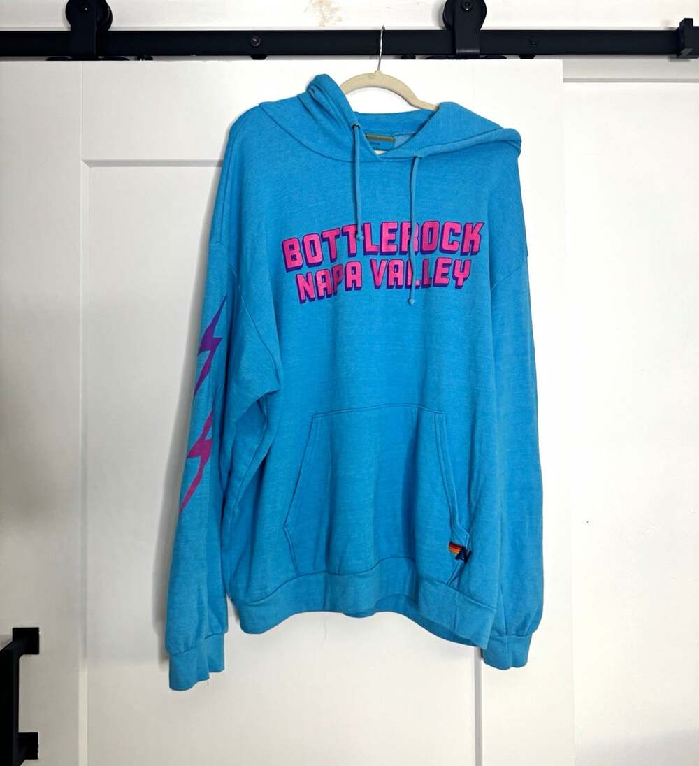 Aviator Nation Blue BottleRock Napa Valley Graphic Pullover Hoodie XL